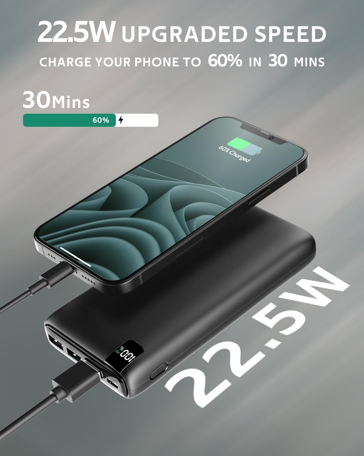 A ADDTOP Power Bank 26800mAh Portable Charger with 4 Ports for iPhone Samsung and more
