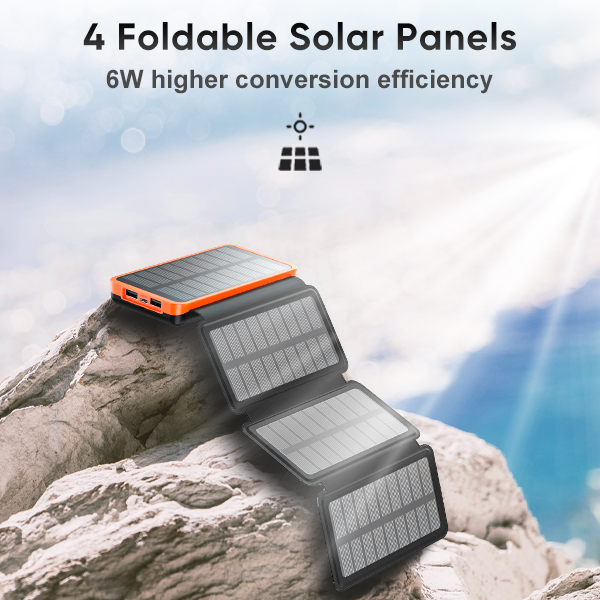 A ADDTOP Solar Power Bank 25000mAh with 4 Solar Panels 2 USB Ports
