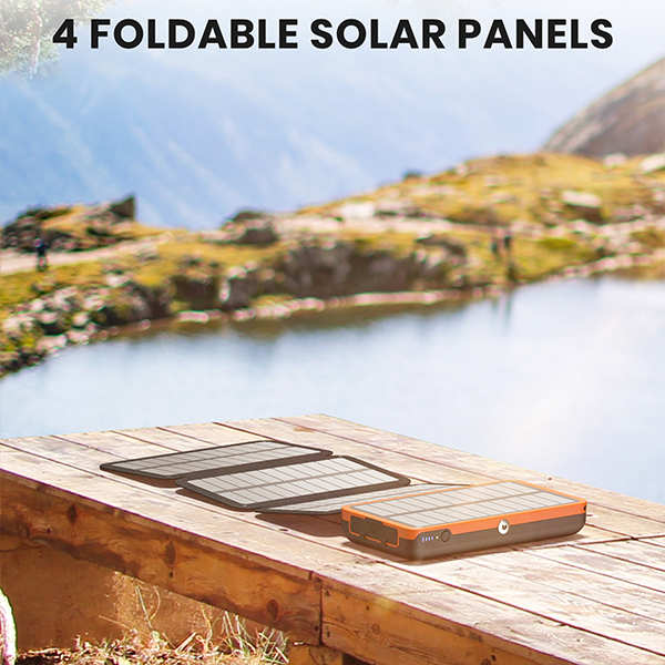 ADDTOP Solar Power Bank 27000mAh, 22.5W Solar Charger with 4 Solar Panels