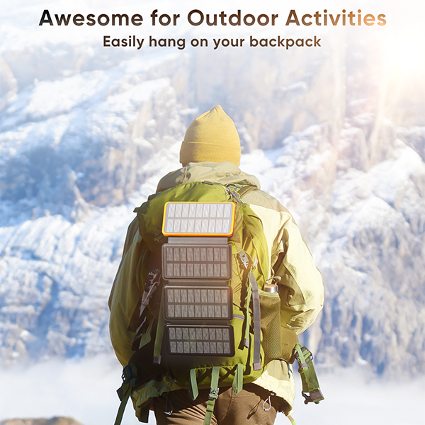 A ADDTOP Solar Power Bank 25000mAh with 4 Solar Panels 2 USB Ports