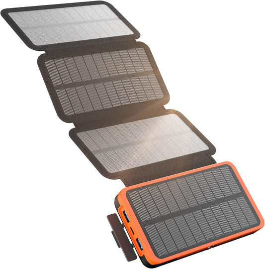 ADDTOP Solar Power Bank 27000mAh, 22.5W Solar Charger with 4 Solar Panels