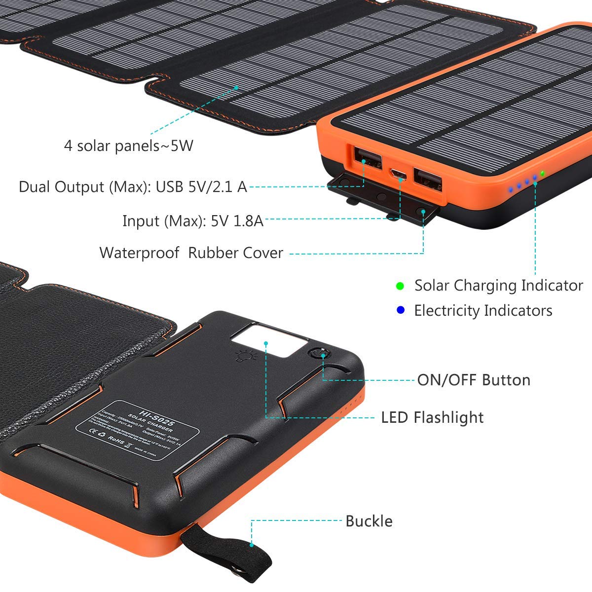 Solar Charger Portable 25000mAh Waterproof | HI S025