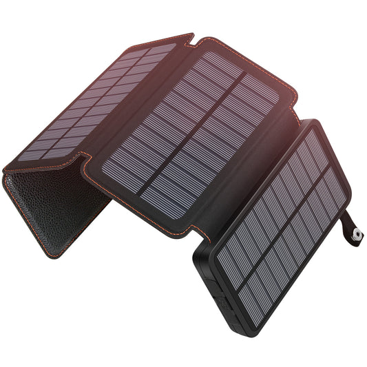 Solar Charger 25000mAh PortablePower Bank with 4 Solar Panels Black