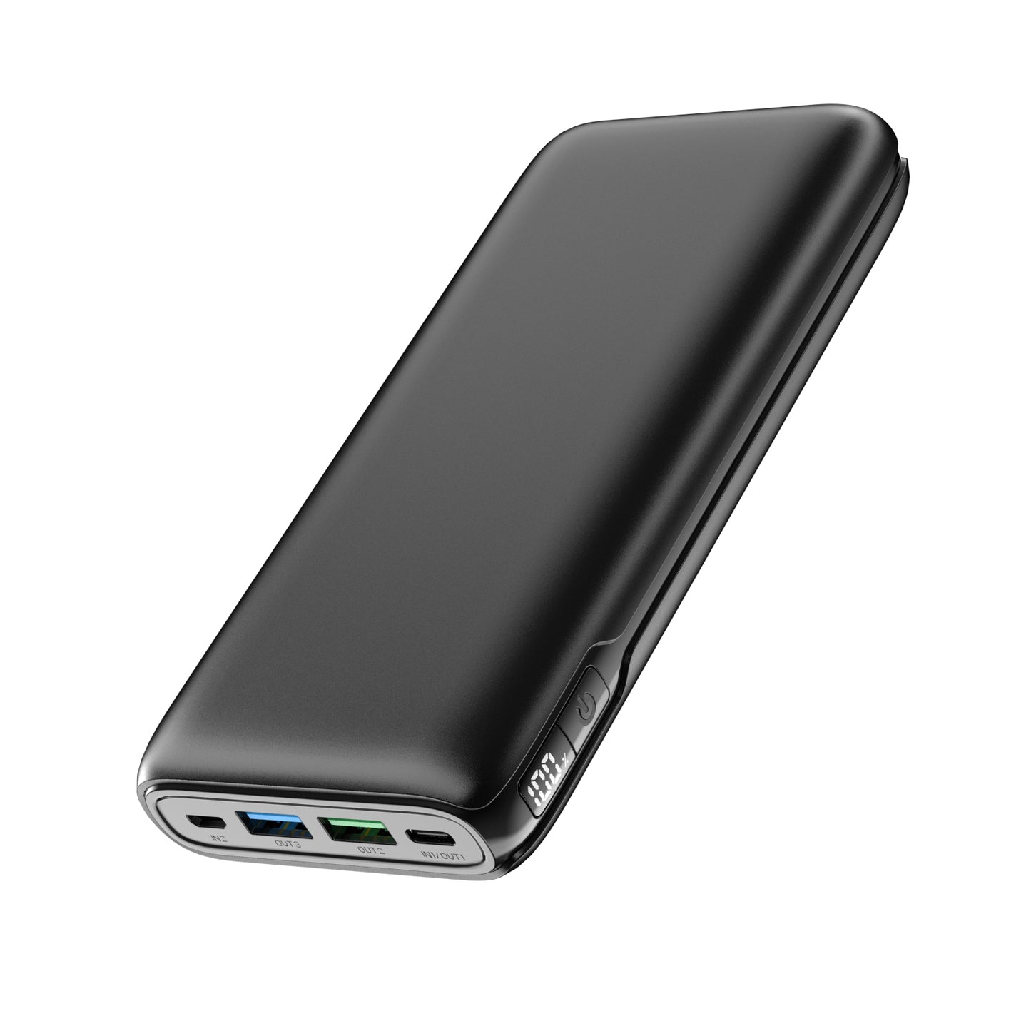 Power Bank 20000mAh External Battery with 4 Outputs - Black