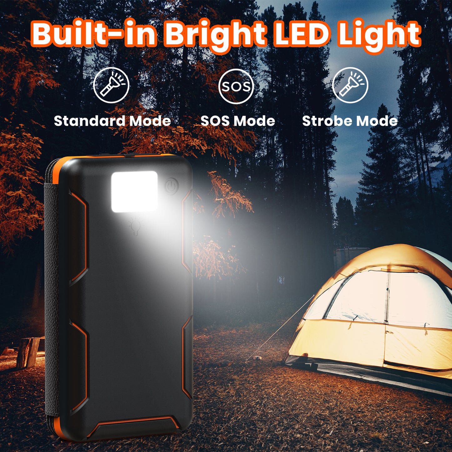 Solar Charger 27000mAh Power Bank 22.5W Fast Charging with 4 Solar Panels