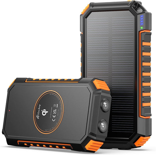 Wireless Solar Charger Power Bank 26800 mAh - Orange