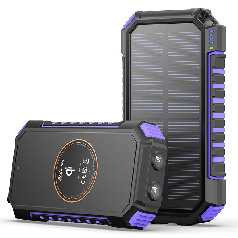 Wireless Solar Charger Power Bank 26800 mAh - Purple