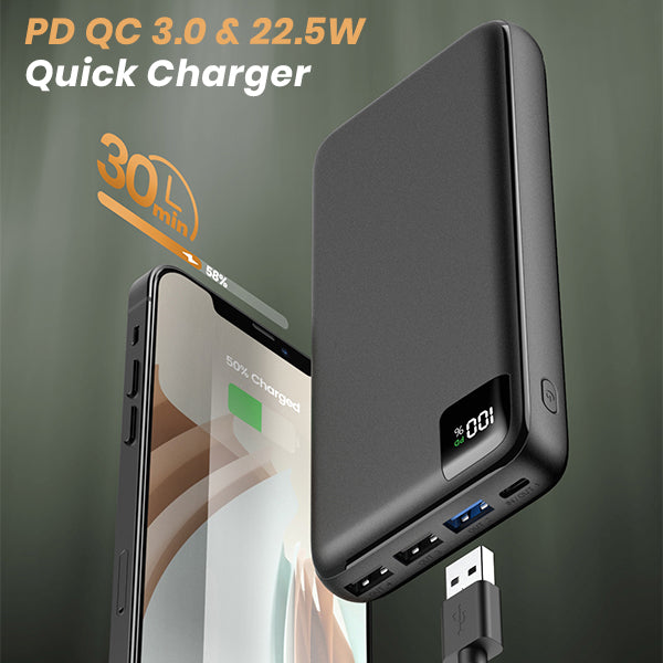 Portable Charger Power Bank 27000mAh 22.5W Fast Charging with 4 Outputs