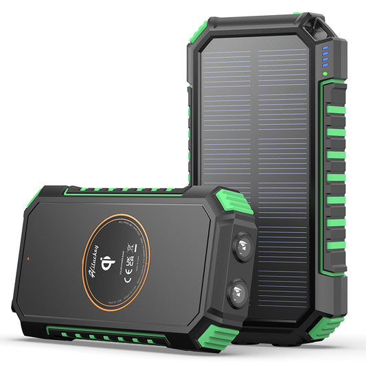 Wireless Solar Charger Power Bank 26800 mAh - Green