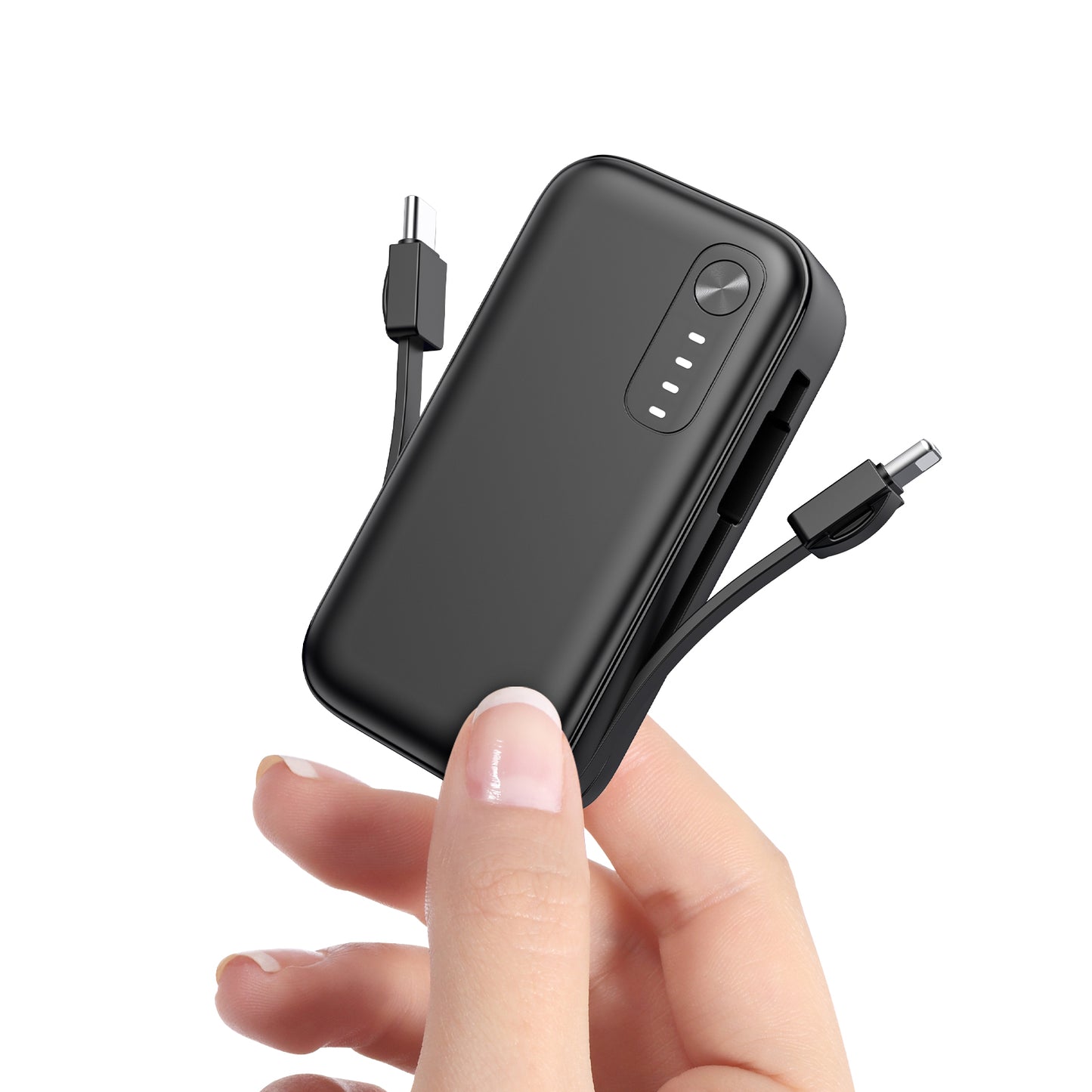 5000mAh Small Portable Charger with Built-in Cables  Fast Charing