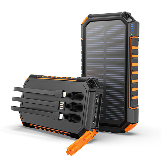 Power Bank Solar Charger 27000mAh Built in 3 Cables Five Outputs 15W Fast Charging