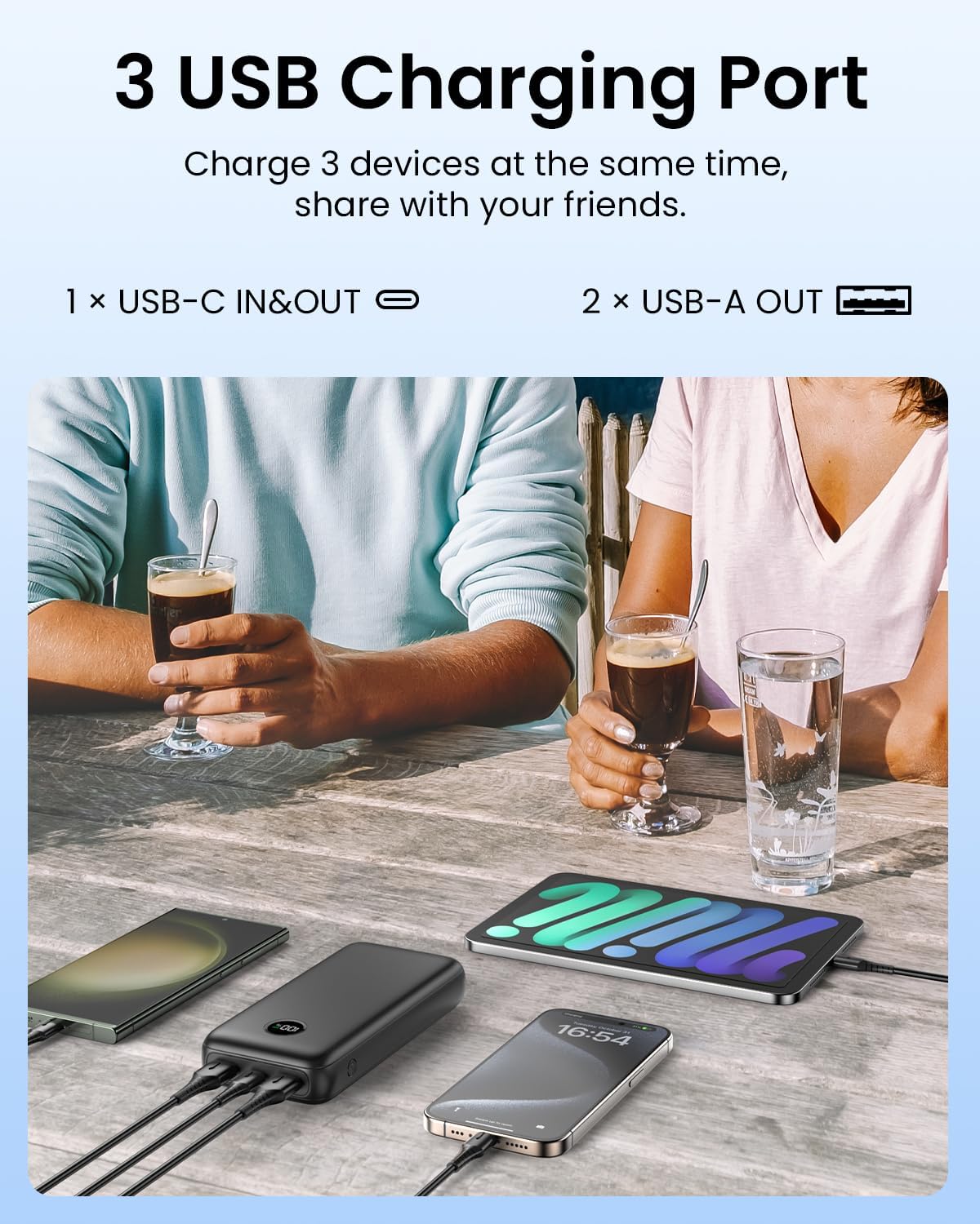 Portable Charger 27000mAh Power Bank - USB C 22.5W and PD QC4.0 Fast Charging Portable Power Bank with LED Display