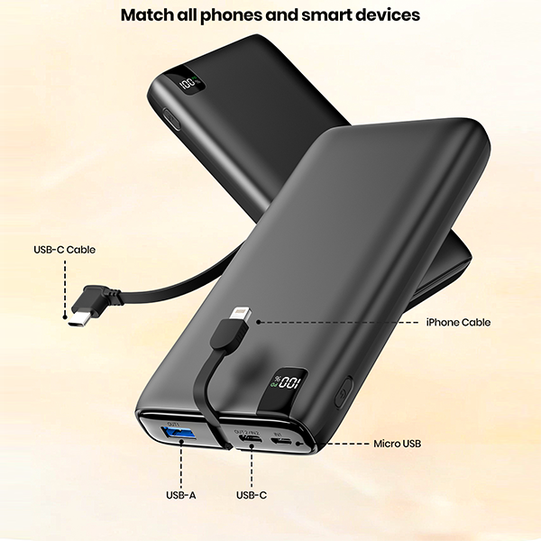 Power Bank 27000mAh Portable Charger with 4 Outputs