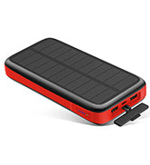 Wireless Solar Charger Power Bank 10000 mAh Red